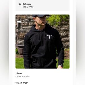 Men's Holstrength Black Hoodie with Cross and Barbell Design, XXL.